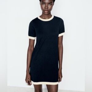 Zara Navy/Cream Short Knit Dress